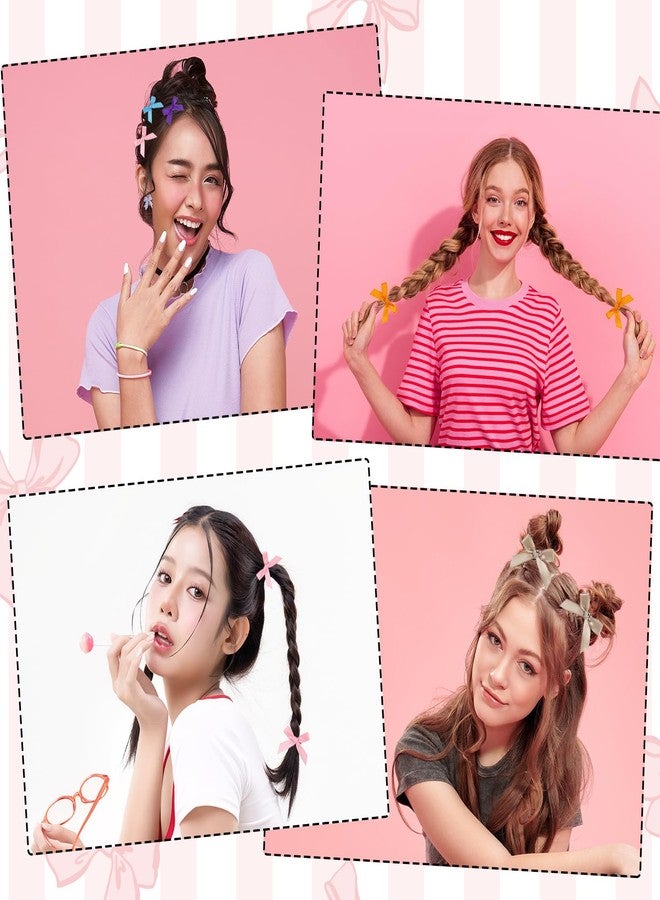 MECCANIXITY Mini Bow Hair Clip Small Cute Bowknot Ribbon Colorful Satin Tiny Bows Clips Pins Barrettes Hair Accessories for Girls Women Girlfriend(Pack of 30, Dark Green) - Image 5